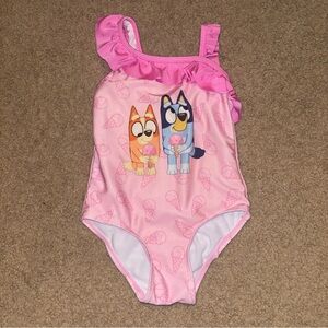 Kids Pink One-Piece Swimwear with Bluey and Bingo Print